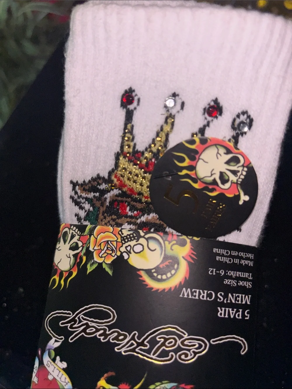Ed Hardy Men's Crew Socks - White (5 Pair)